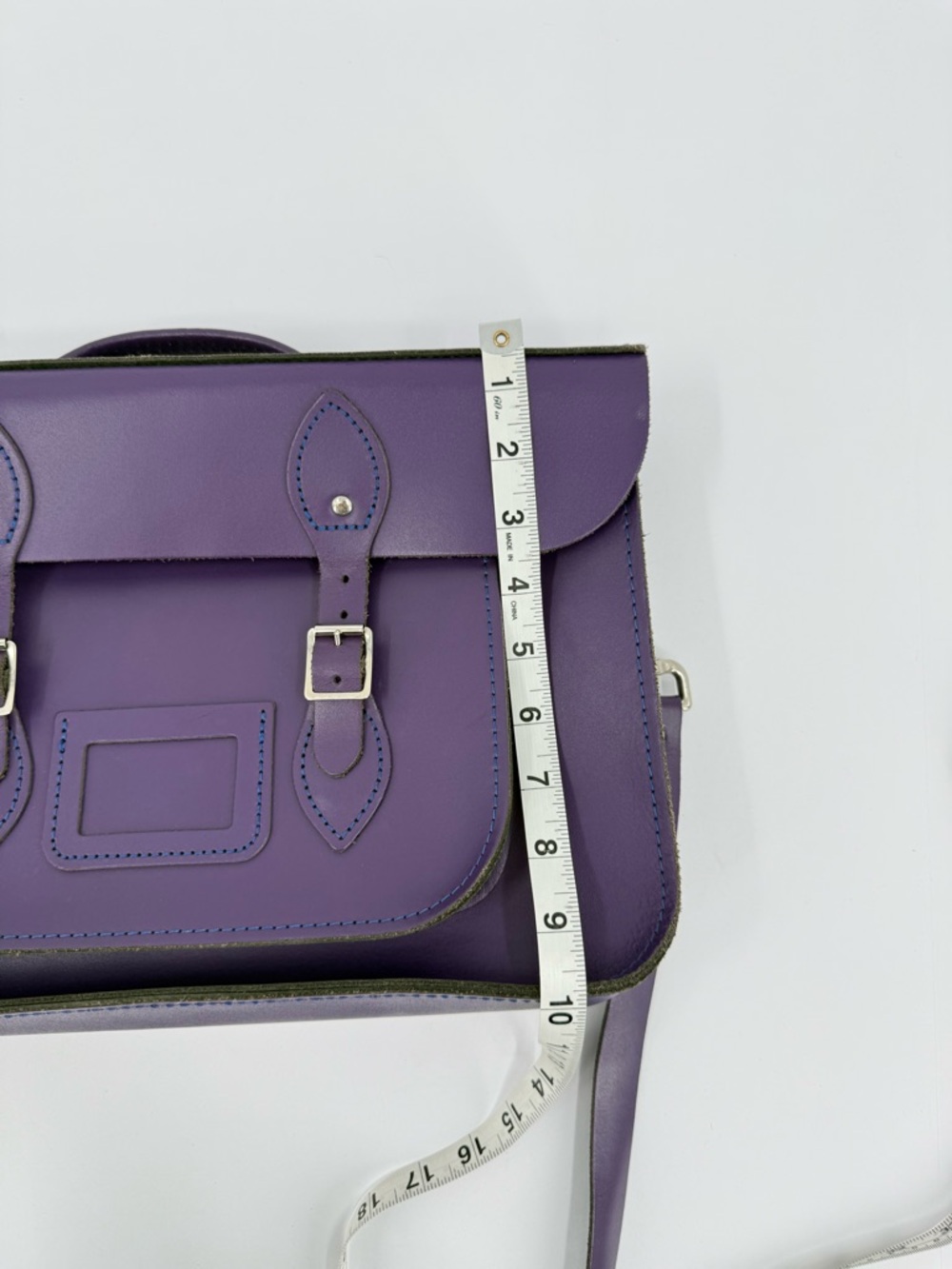 Bohemia Leather Satchel Bag in Purple 14”x10”x4” - Picture 12 of 13
